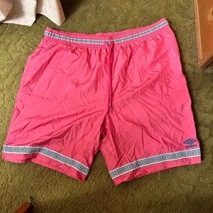 NWT UMBRO Throwback Hot Pink Nylon Soccer Shorts With Pockets Men's XXL
